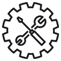 Montage Icon mit Schraubenschlüssel und Schraubenzieher